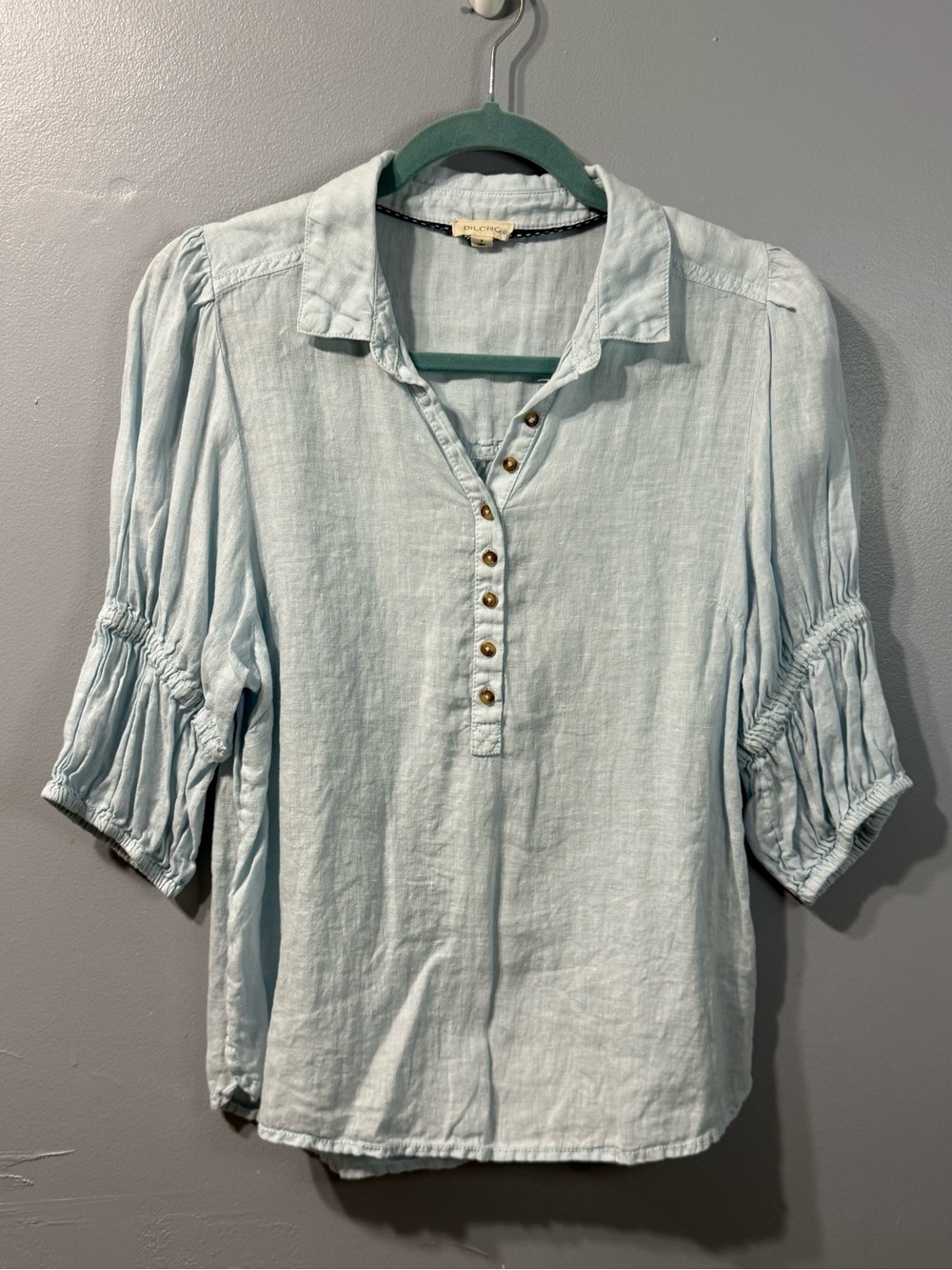 Pilcro Anthropologie The Tallulah Linen Puff-Sleeve Blouse Women’s Size Small - Picture 2 of 10